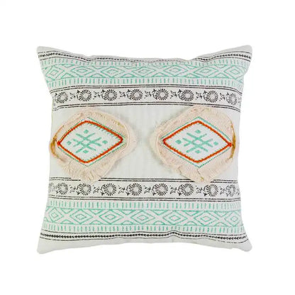 DecorBites™ Boho Style Cotton Woven Pillow Cover with Tassels & Pompom - 45x45cm