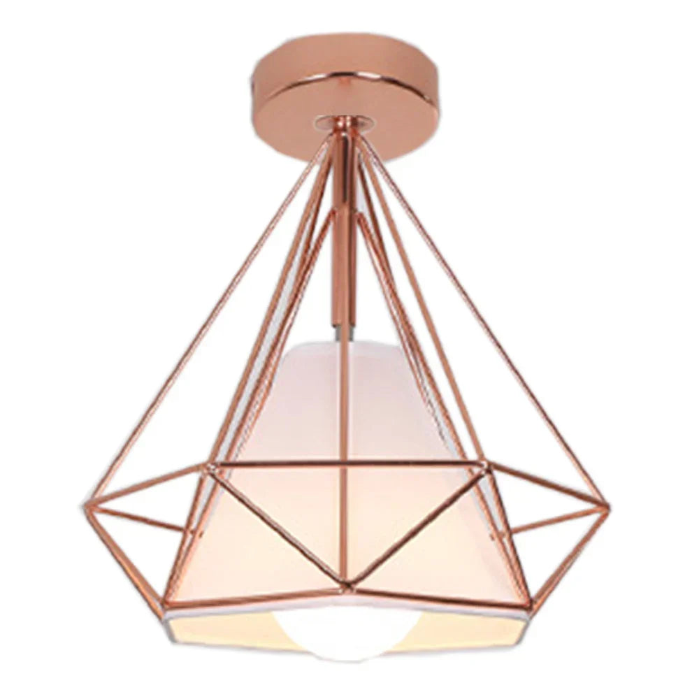 DecorBites™ Iron Cage Ceiling Lamp: Modern Nordic LED Light Fixture for Kitchen, Living Room, Bedroom