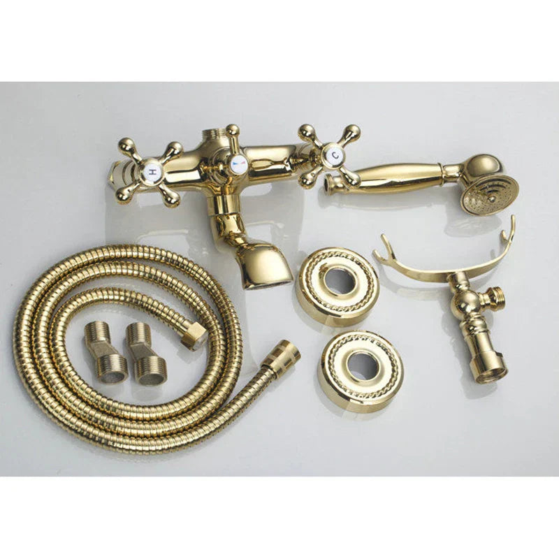 DecorBites™ Golden Double Handles Shower Faucet Mixer for Bathroom Sink and Bathtub