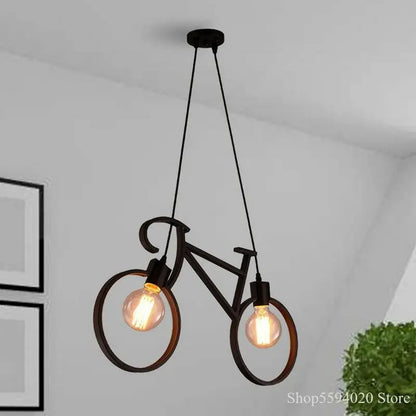 Lámpara colgante DecorBites™ con forma de bicicleta de hierro para restaurantes, bares e iluminación del hogar