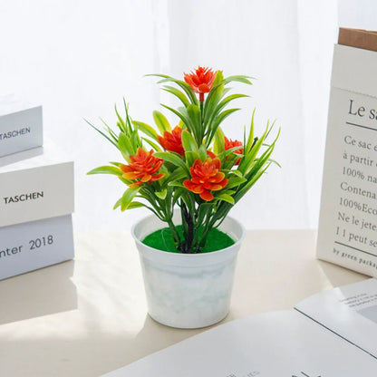 DecorBites™ Artificial Flowers Bonsai Vase Mini Potted Home Decor Wedding DIY Flowerpot