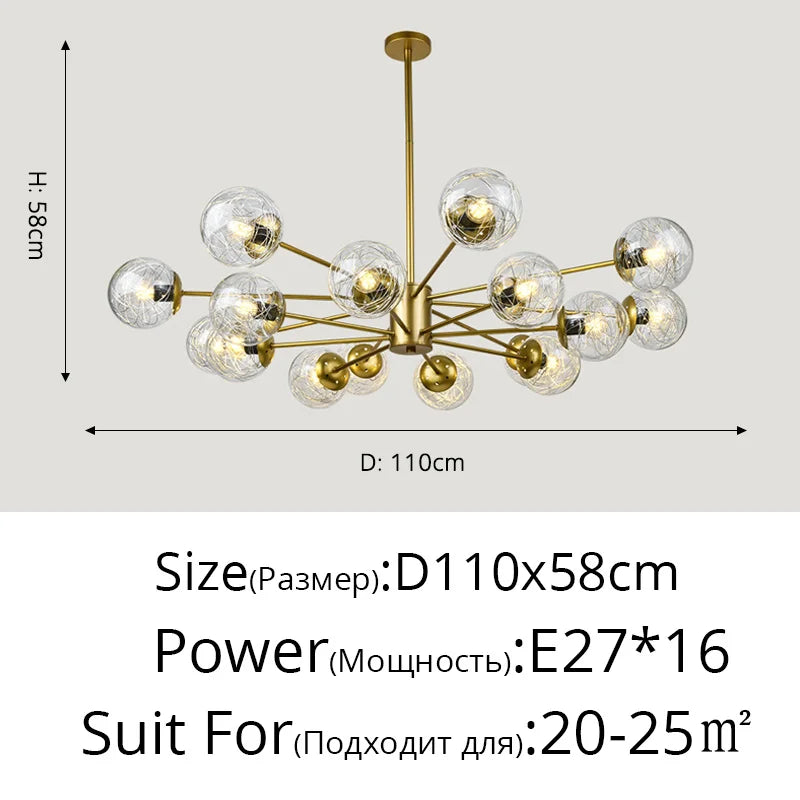 DecorBites™ Glass LED Chandeliers: Modern Dining Room Bedroom Living Room Pendant Lights