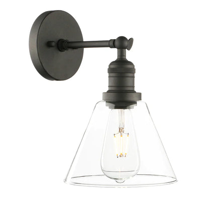 DecorBites™ Funnel Flared Glass Clear Glass Shade Single Sconce Wall Lamp