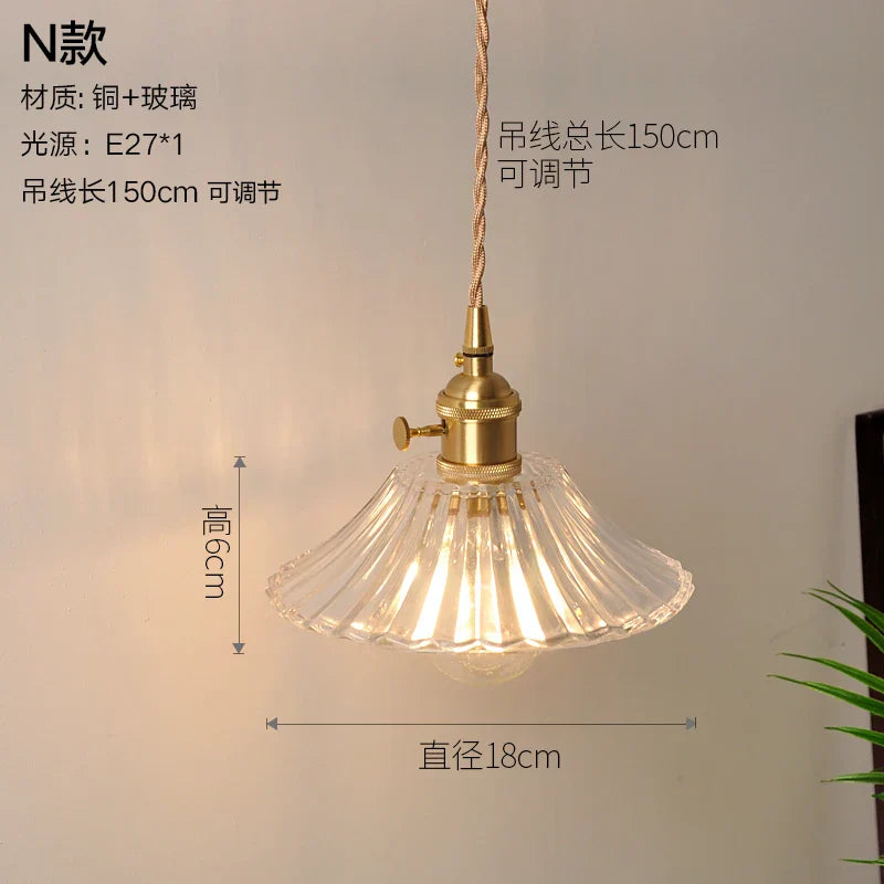 DecorBites™ Glass Copper Pendant Light: Modern Nordic Style Hanging Lamp for Kitchen, Dining, and Living Room