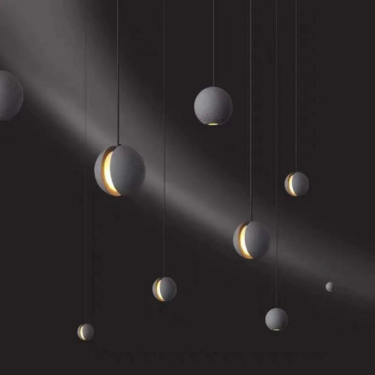 DecorBites™ Industrial Moon Cement Pendant Light for Kitchen, Bar, and Bedside