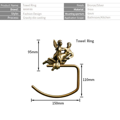 DecorBites™ Bronze Towel Rack: Wall Mounted Brush Towel Ring for Romantic Series Shower Room