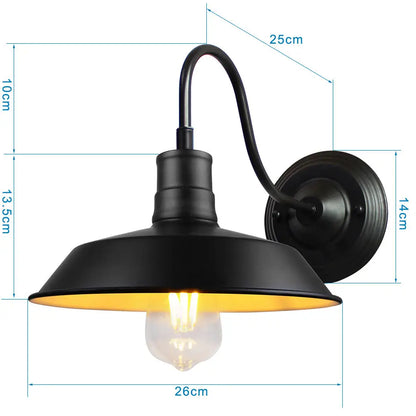 DecorBites™ Black Cage Guard Wall Sconce LED Lamp Indoor Retro Lighting Fixture