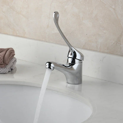 DecorBites™ Brass Long Handle Basin Faucet Mixer Tap Deck Mount Chrome Polished