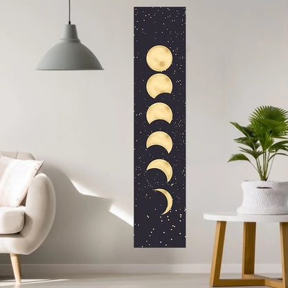 Black Galaxy Night Sky Moon Phase Tapestry by Decobites - Psychedelic Wall Hanging & Throw Blanket