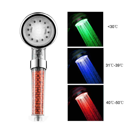 DecorBites™ LED SPA Shower Head with Temperature Sensor - Water Saving Filter for Bath