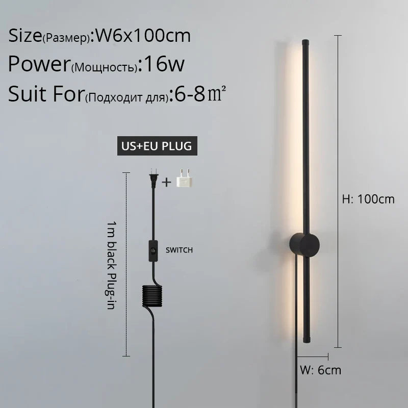 ديكوربايتس™ مصباح حائط LED أسود لغرفة المعيشة وغرفة النوم