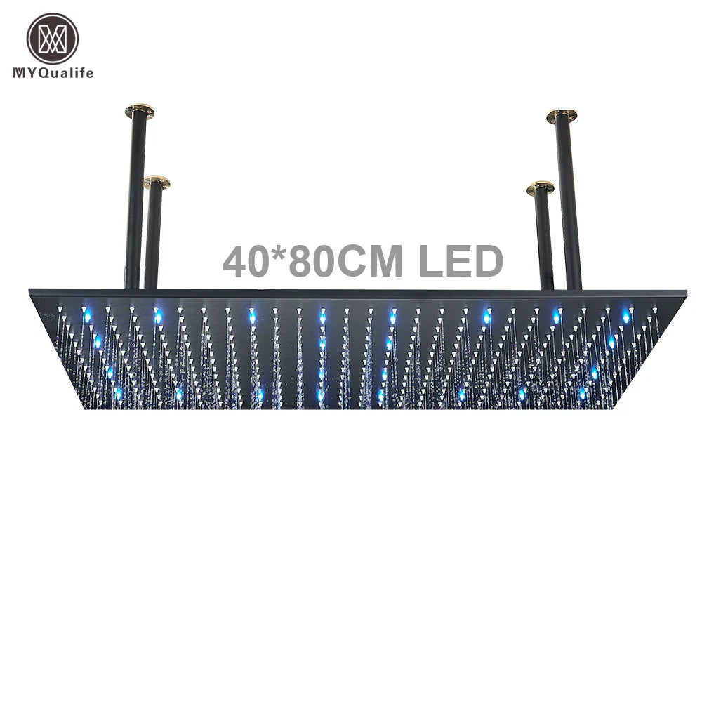 رأس دش DecorBites™‎ بإضاءة LED مقاس 16×32 بوصة - تصميم مربع فاخر متغير الألوان