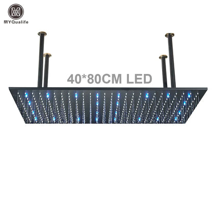 رأس دش DecorBites™‎ بإضاءة LED مقاس 16×32 بوصة - تصميم مربع فاخر متغير الألوان