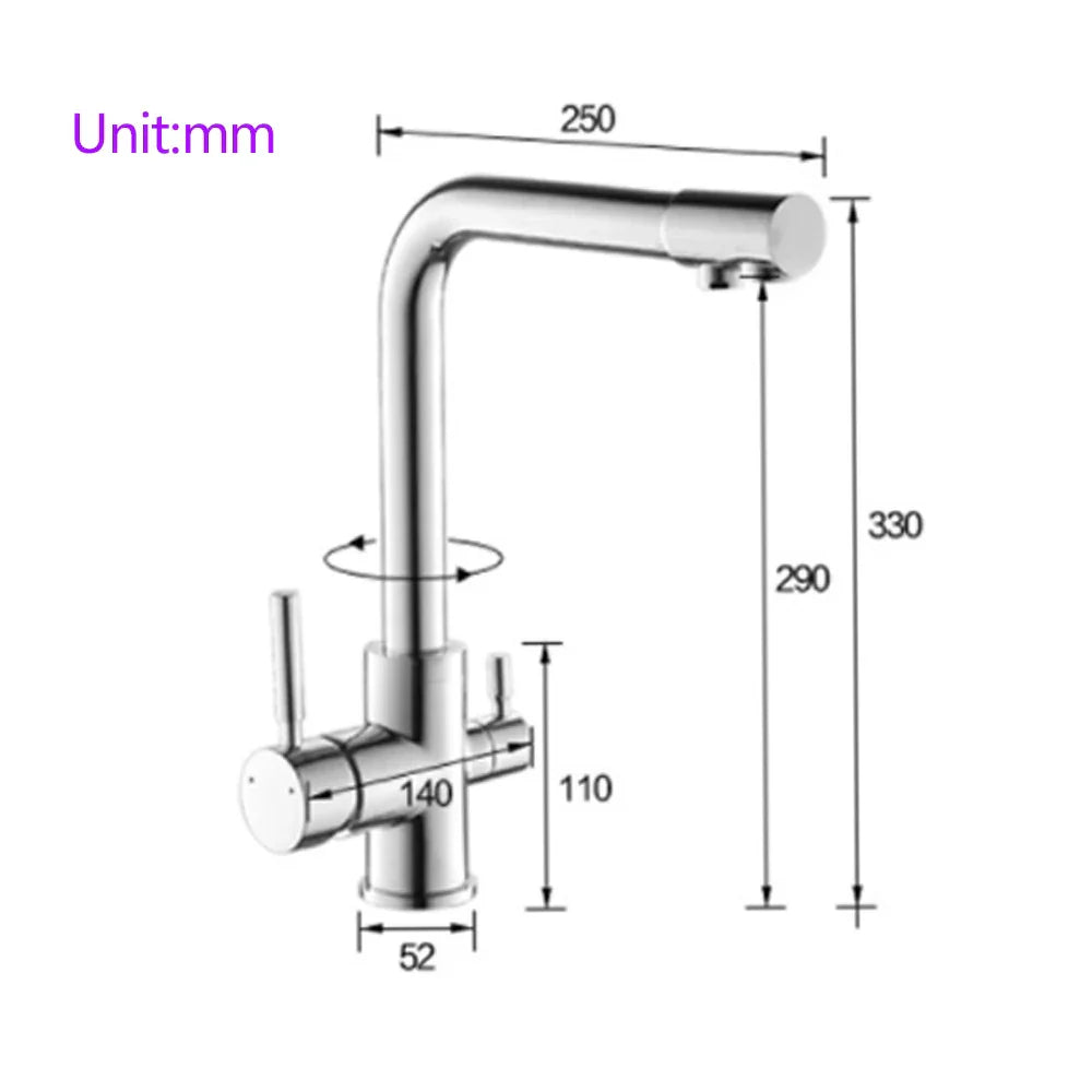 Decorbites™ Zweifachauslauf Chrom Küchenarmatur Wasserfilter Mischbatterie