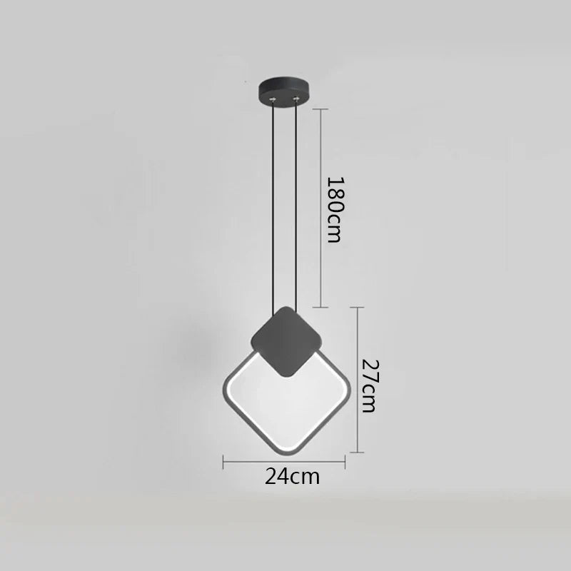 مصباح معلق بحلقة سوداء من DecorBites™ مع إضاءة LED قابلة للتعتيم وتعليق في السقف