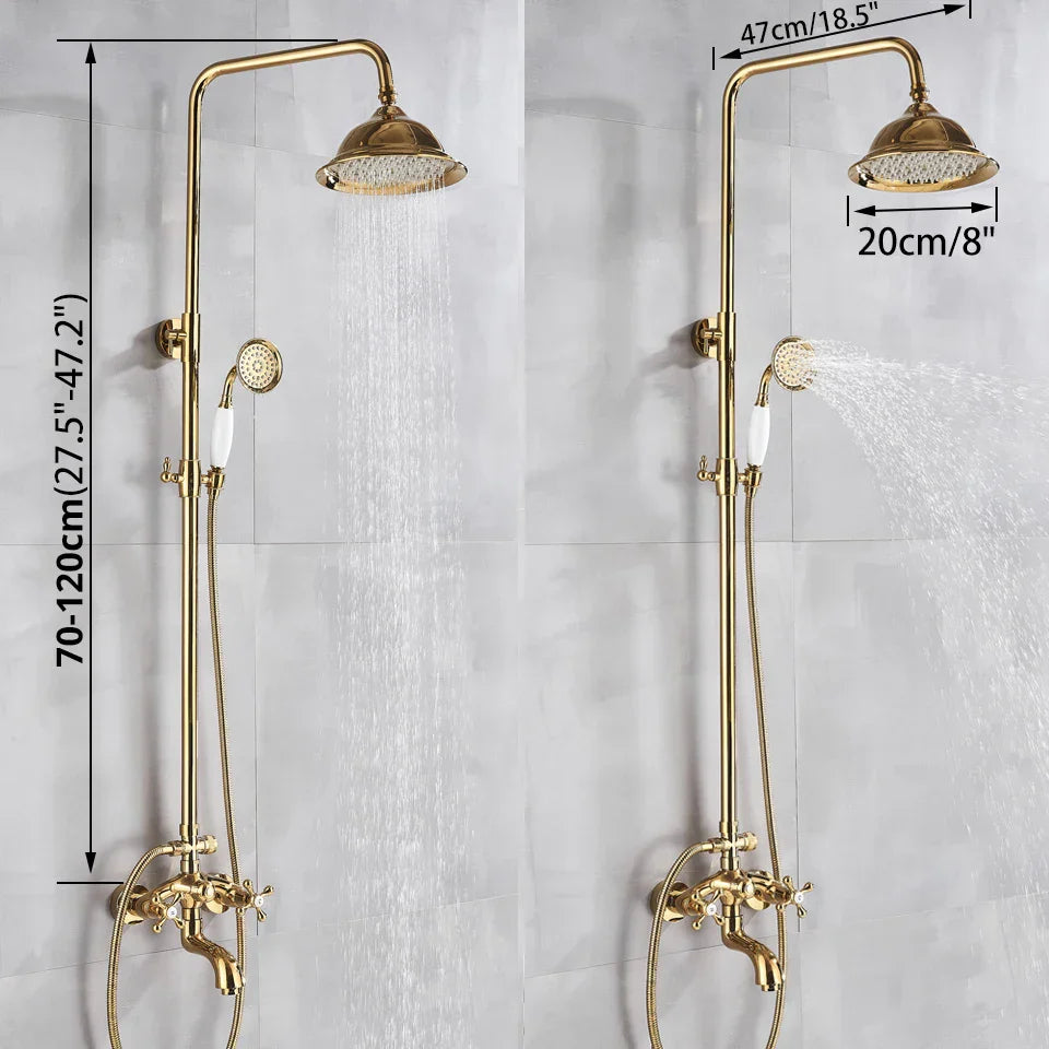 DecorBites™ Gold Shower Faucet Set with 8" Rainfall Shower Head and Hand Shower