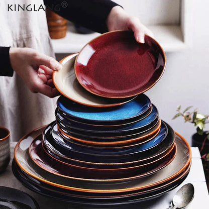 DecorBites™ Ceramic Round Plate - Nordic Design for Hotel, Restaurant, and Home Dishes