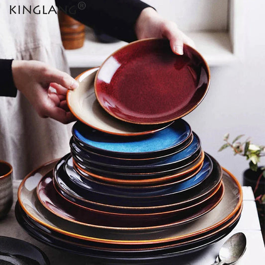 DecorBites™ Ceramic Round Plate - Nordic Design for Hotel, Restaurant, and Home Dishes