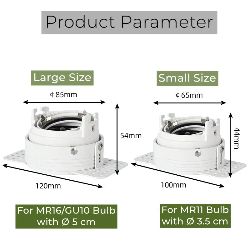 إضاءة السقف LED القابلة للتعديل والمدمجة من DecorBites™‎ لمصابيح GU10/MR16/MR11
