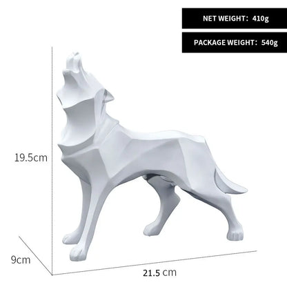ديكوربايتس™ تمثال ذئب هندسي مصنوع من الراتنج، تمثال حيوان تجريدي، ديكور منزلي، منحوتة