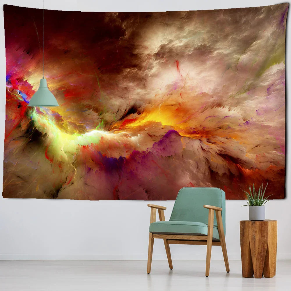 Colorful Clouds Galaxy Tapestry by Decobites - Hippie Wall Hanging Boho Decor