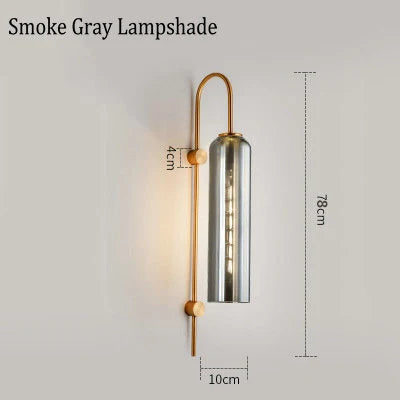 DecorBites™ E27 Glass Wall Light in Smoke Gray Amber Milky White Green for Bedroom Living Room