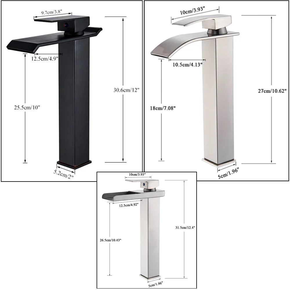 DecorBites™ Brushed Nickel Single Lever Waterfall Basin Faucet - Deck Mounted Brass Mixer