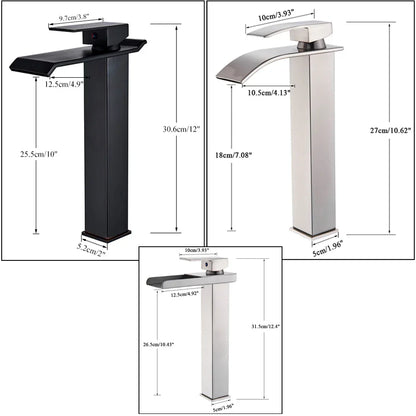 DecorBites™ Brushed Nickel Single Lever Waterfall Basin Faucet - Deck Mounted Brass Mixer