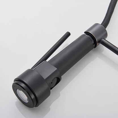 DecorBites™ LED Spring Kitchen Faucet: Dual Swivel Spout, Pull Down, Hot Cold Mixer Tap