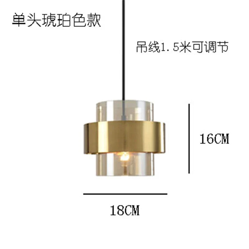 Luces colgantes LED de vidrio dorado Decorbites™: Diseño cilíndrico moderno nórdico para accesorios de decoración del hogar
