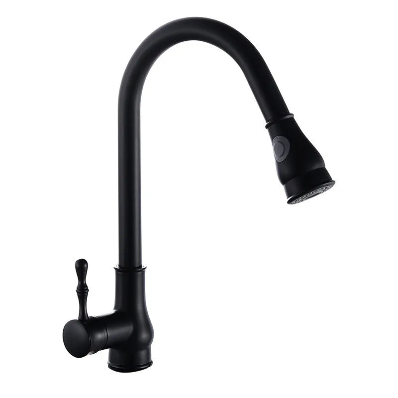 DecorBites™ Gold Kitchen Faucet Pull Out Swivel Water Mixer Tap Single Handle Sink