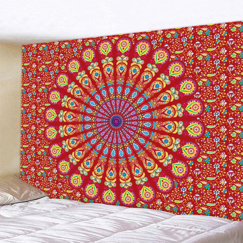 Decobites Vintage Gradient Mandala Tapestry: Hippie Bohemian Decor Sheet & Yoga Mat