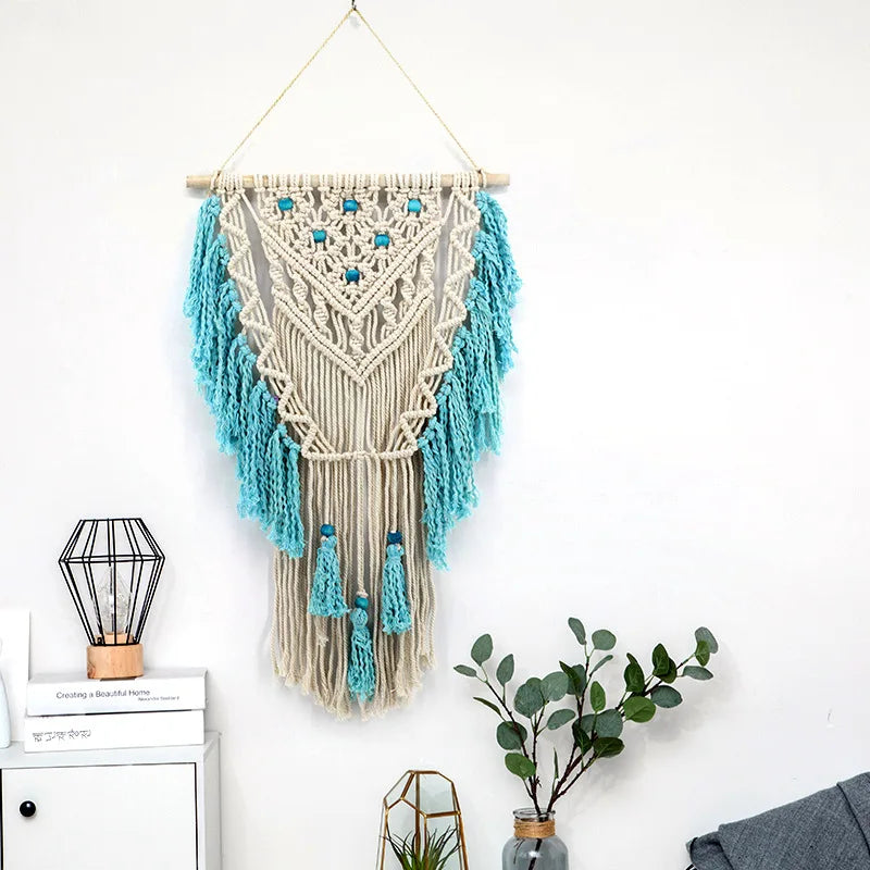 Decobites Colorful Cotton Macrame Wall Hanging Tapestry for Nordic Modern Living Room Decor