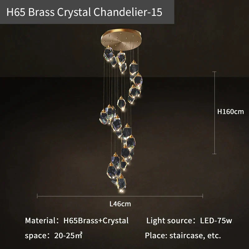 DecorBites™ Crystal Loft Chandelier for Villa Duplex, Large Pendant Lighting for Stairwell