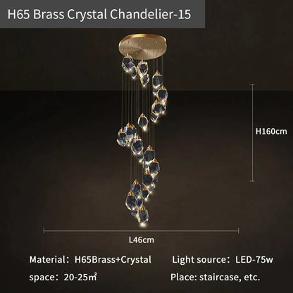 DecorBites™ Crystal Loft Chandelier for Villa Duplex, Large Pendant Lighting for Stairwell