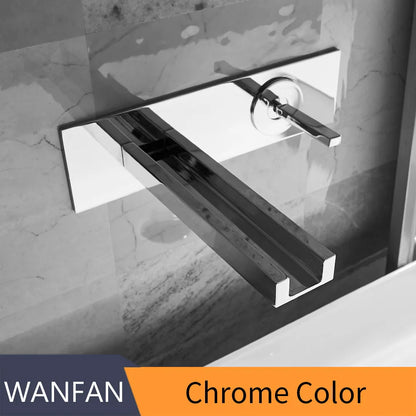 DecorBites™ Dual Handle Wall Mounted Brass Basin Faucet Silver Mixer Tap