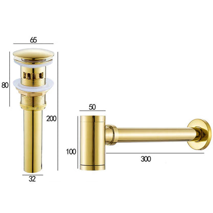 DecorBites™ Brass Basin Wast Drain P-trap for Bathroom Sink - Black/Brushed Gold/Chrome