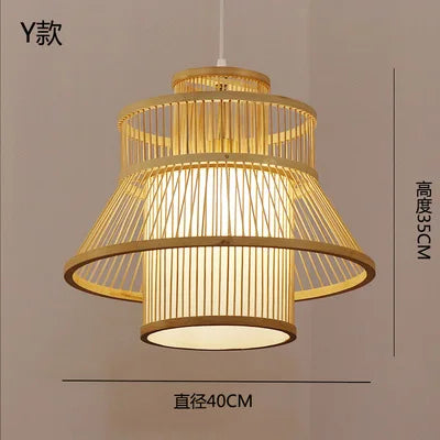 DecorBites™ Japanese Bamboo Chandelier Lights for Bedroom Living Room Tea Room Zen Lamps