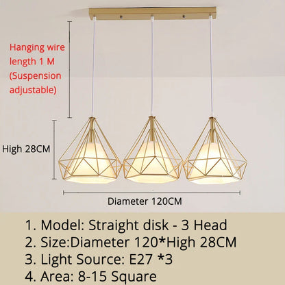 DecorBites™ Gold Triangle Pendant Lights: Nordic Style 1head/3heads Metal Fixtures, Simple Décor Lighting