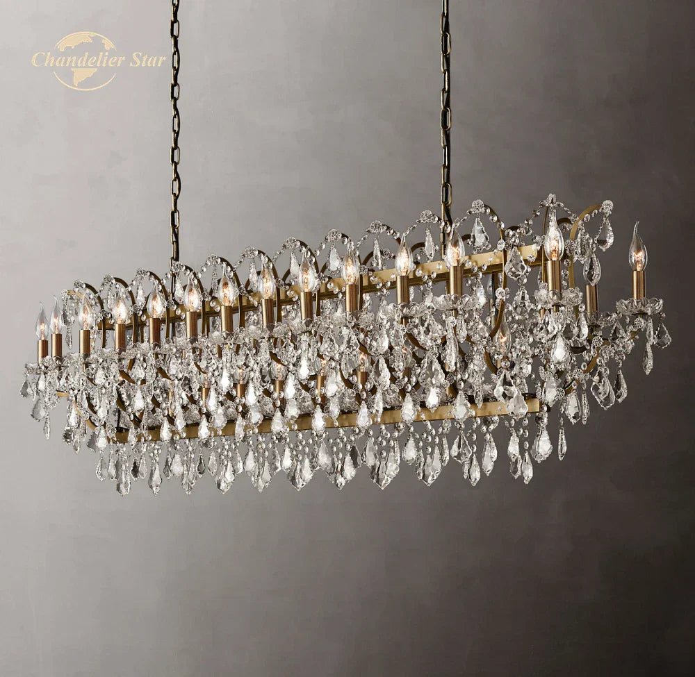 DecorBites™ Crystal Iron Chandelier: Modern Brass Candle Chandeliers for Living Dining Room