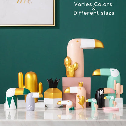 DecorBites™ Bird Figurine: Modern Resin Toucan Statue for Home Office Decor & Phone Holder