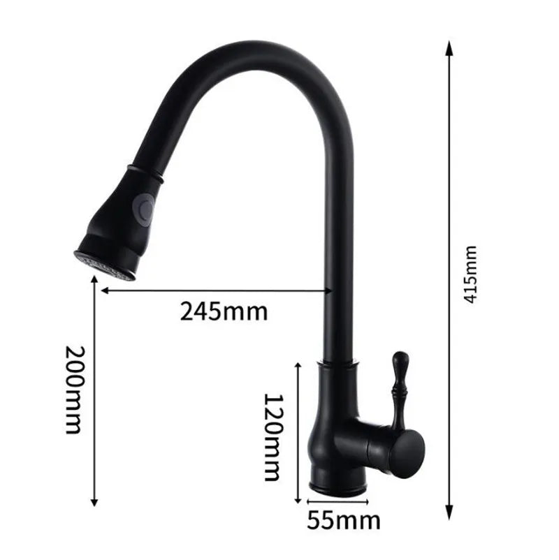 DecorBites™ Gold Kitchen Faucet Pull Out Swivel Water Mixer Tap Single Handle Sink