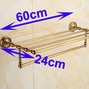 DecorBites™ Brass Bathroom Set: Robe Hook, Paper Holder, Towel Bar, Soap Basket.