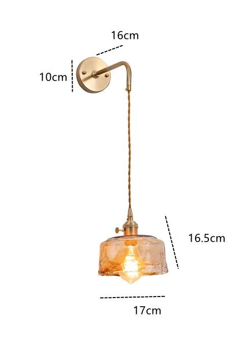 DecorBites™ Amber Glass Wall Lamp Switch, Modern Copper LED Light for Home, Bedroom, Living Room