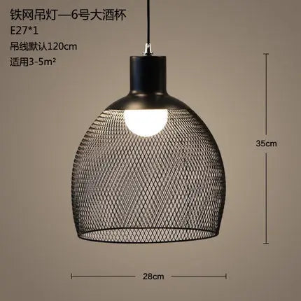 DecorBites™ Industrial Birdcage Chandelier: Retro Iron Net Hanging Lamp for Creative Home Lighting