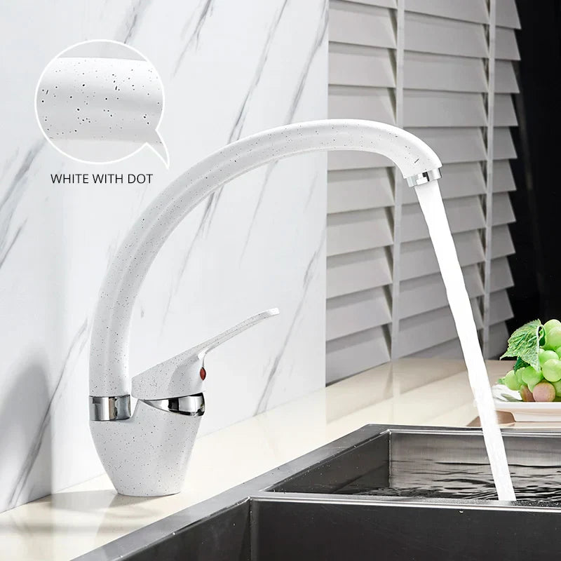 DecorBites™ Brass Black Kitchen Sink Faucet Single Handle Swivel Spout Mixer Tap