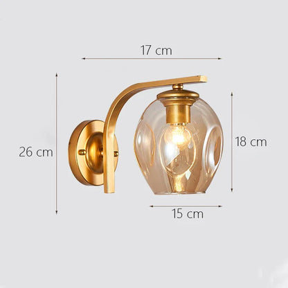 DecorBites™ Glass Shade Gold Wall Lamp for Bedroom Loft Design, Up Down Iron LED Wall Lights