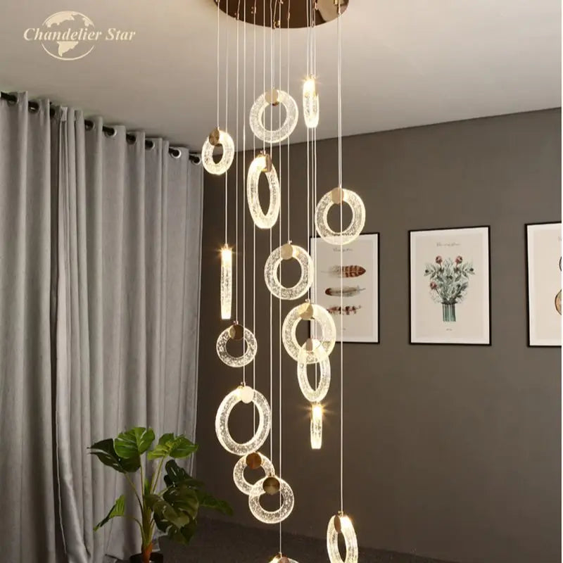 DecorBites™ Bubble Crystal LED Chandelier Stainless Steel Pendant Light for Bedroom Living Room