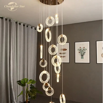 DecorBites™ Bubble Crystal LED Chandelier Stainless Steel Pendant Light for Bedroom Living Room