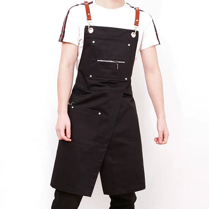 DecorBites™ Apron: Personalized Korean Fashion Uniforms for Barber, Tea, Coffee & Flower Shop